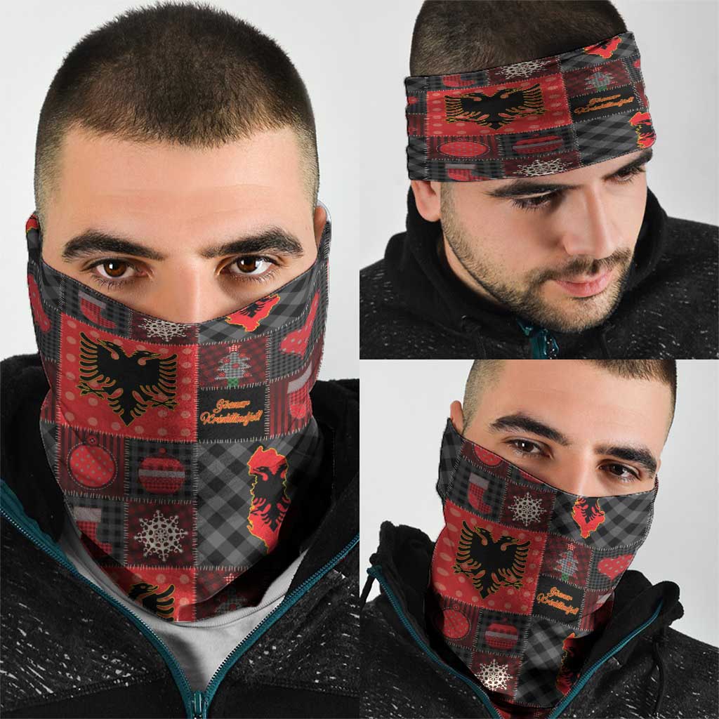 Albania Christmas Patchwork Neck Gaiter - Wonder Print Shop