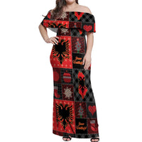 Albania Christmas Patchwork Off Shoulder Maxi Dress - Wonder Print Shop