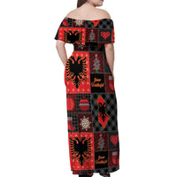 Albania Christmas Patchwork Off Shoulder Maxi Dress - Wonder Print Shop