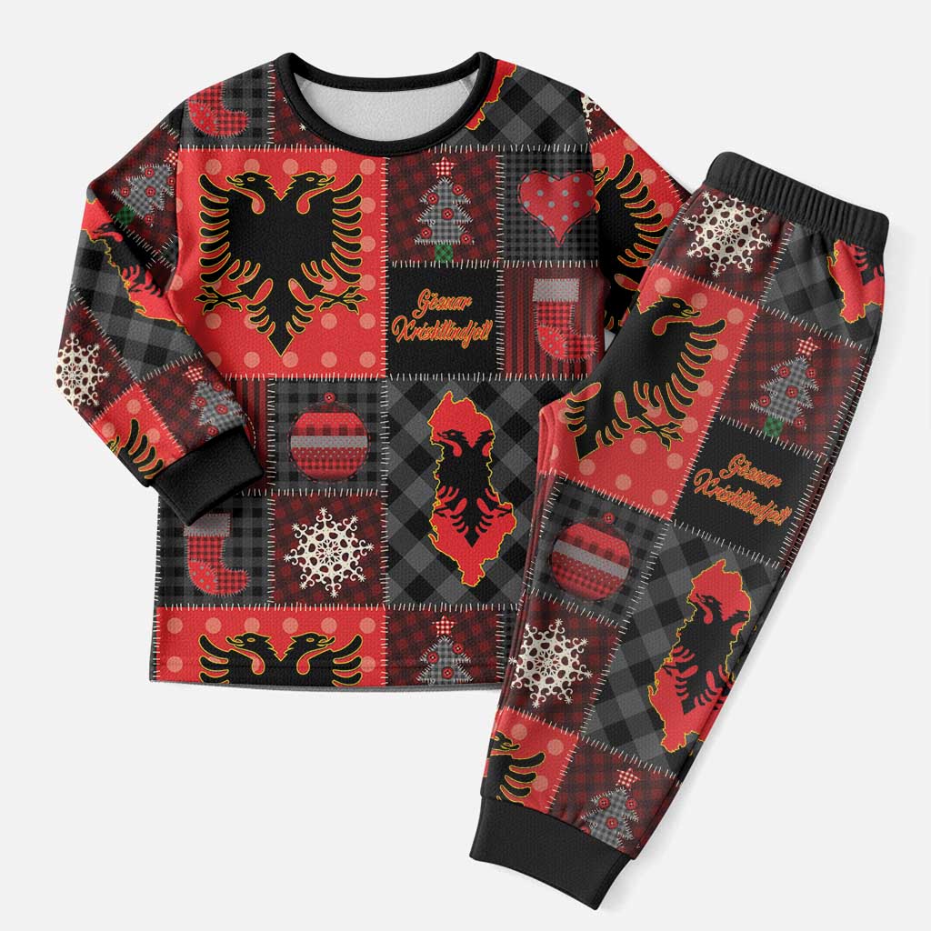 Albania Christmas Patchwork Christmas Pajama Set - Wonder Print Shop