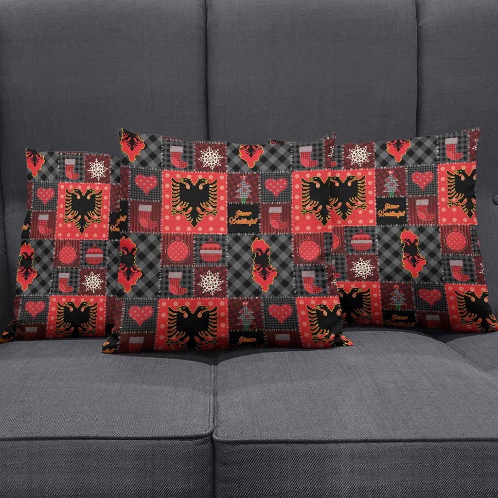 Albania Christmas Patchwork Pillow Cover - Wonder Print Shop