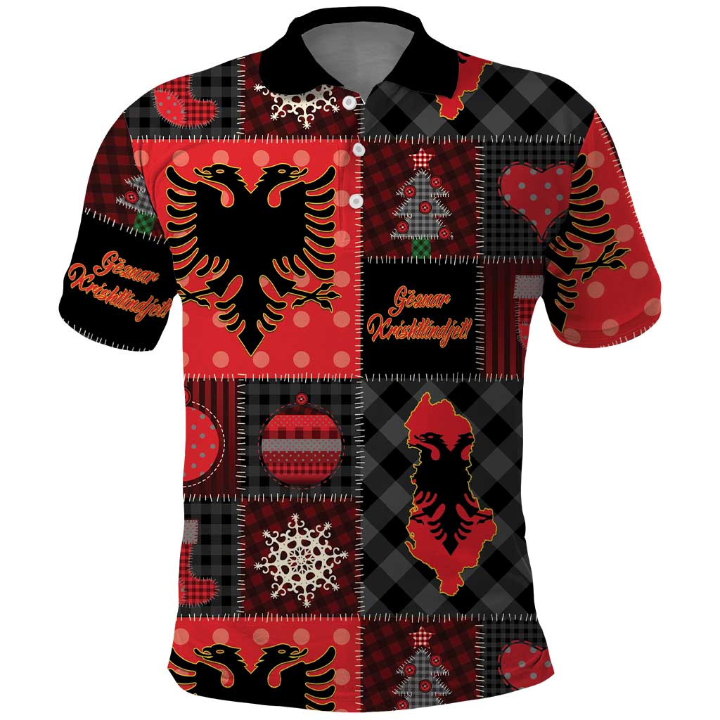 Albania Christmas Patchwork Polo Shirt - Wonder Print Shop