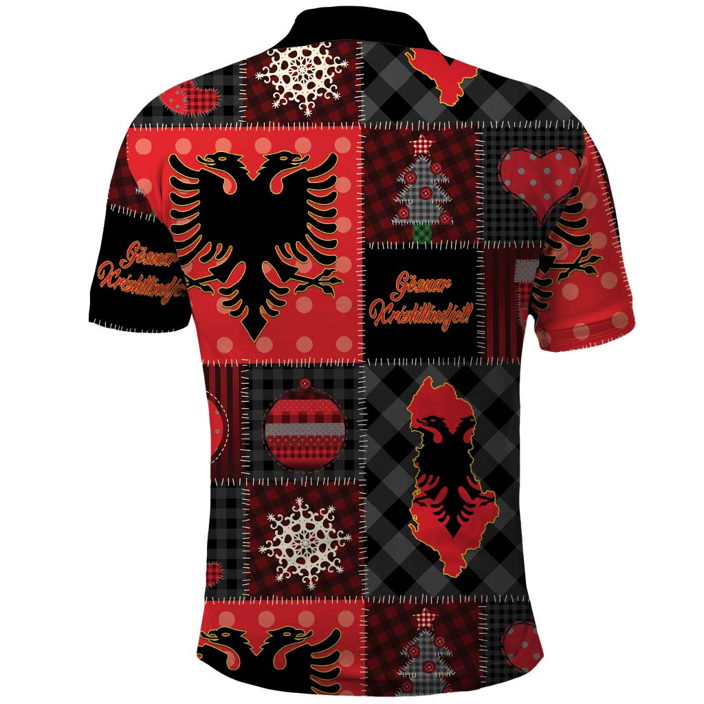 Albania Christmas Patchwork Polo Shirt - Wonder Print Shop