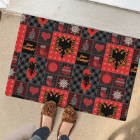Albania Christmas Patchwork Rubber Doormat - Wonder Print Shop