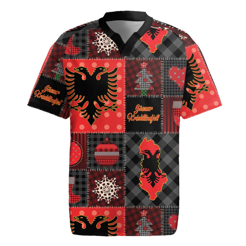 Albania Christmas Patchwork Rugby Jersey - Wonder Print Shop