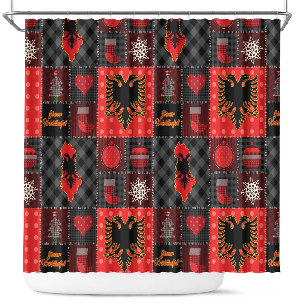 Albania Christmas Patchwork Shower Curtain - Wonder Print Shop