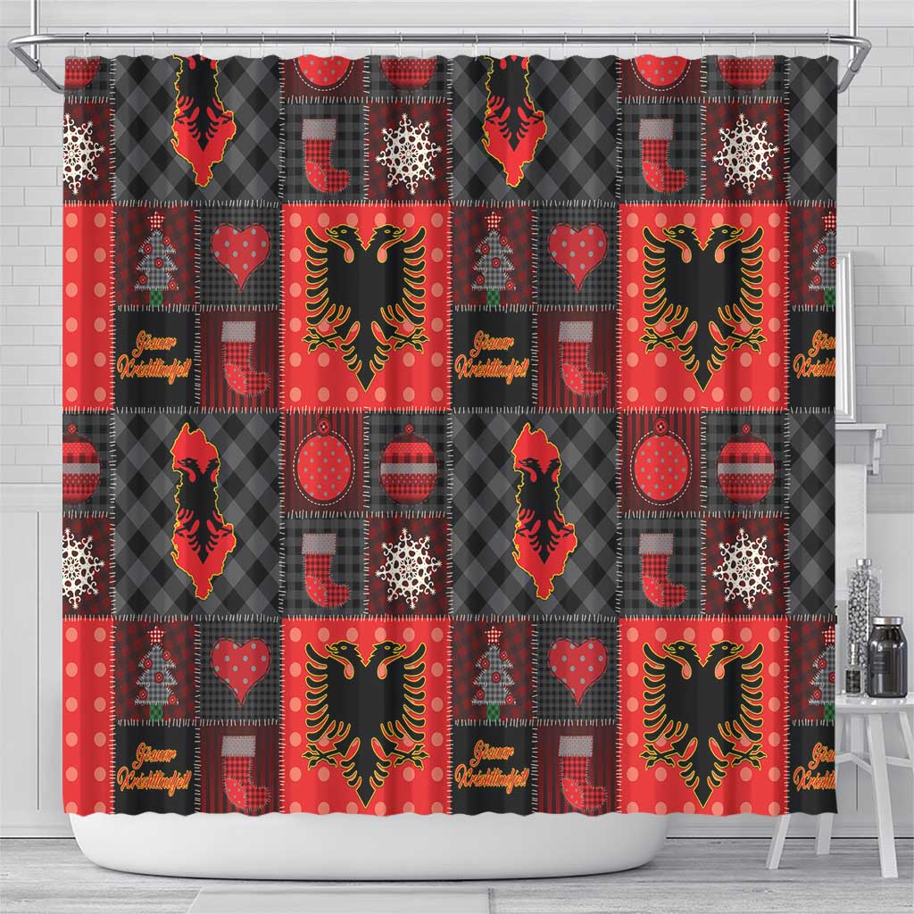 Albania Christmas Patchwork Shower Curtain - Wonder Print Shop