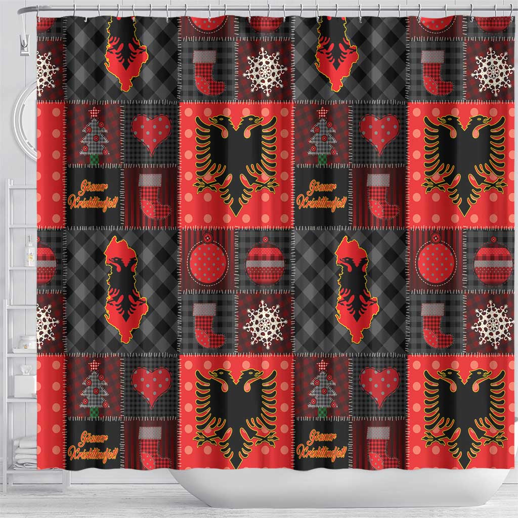 Albania Christmas Patchwork Shower Curtain - Wonder Print Shop