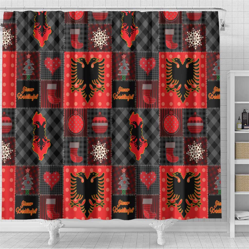 Albania Christmas Patchwork Shower Curtain - Wonder Print Shop