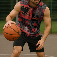 Albania Christmas Patchwork Sleeveless Hoodie - Wonder Print Shop
