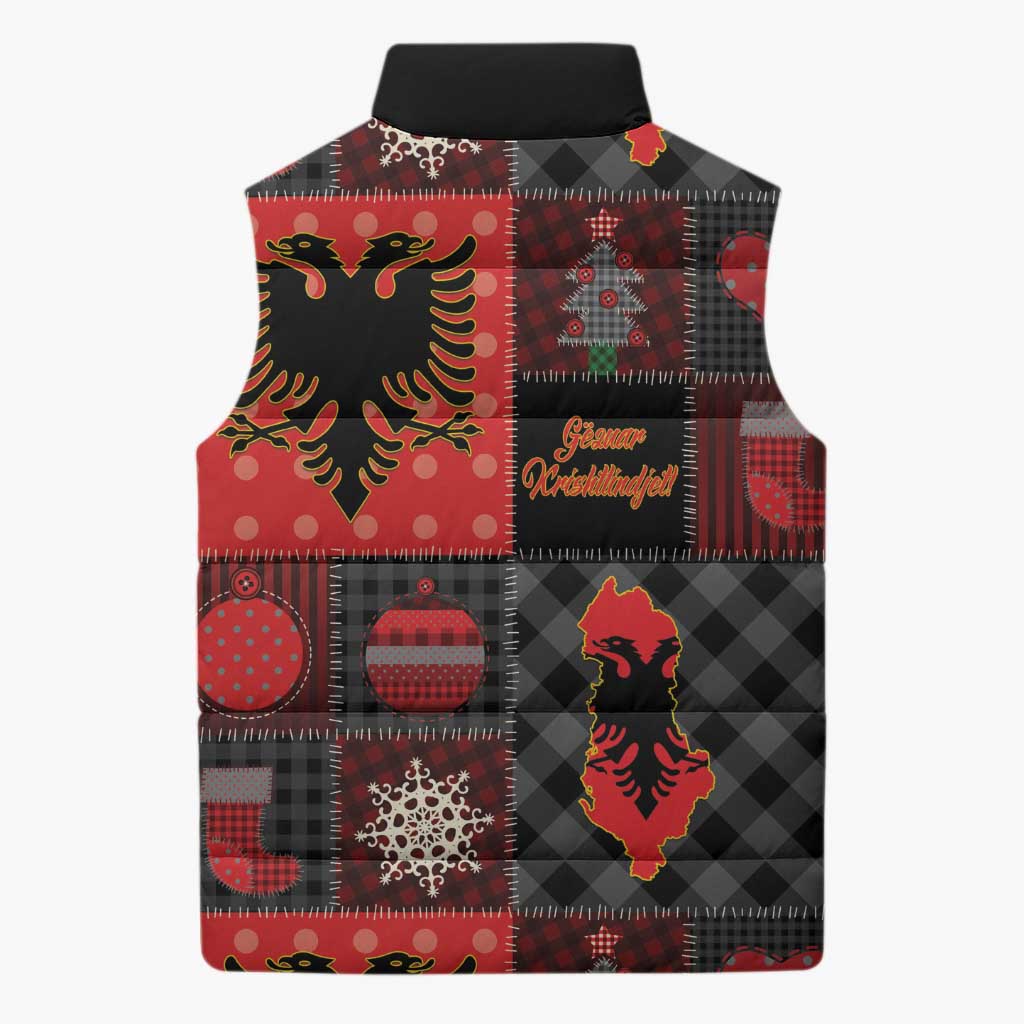 Albania Christmas Patchwork Sleeveless Puffer Jacket - Wonder Print Shop