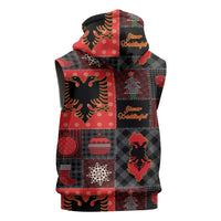 Albania Christmas Patchwork Sleeveless Zip Hoodie - Wonder Print Shop