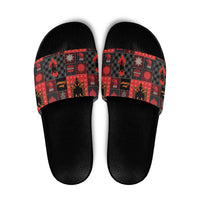 Albania Christmas Patchwork Slide Sandals - Wonder Print Shop