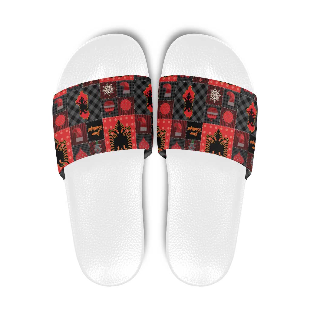 Albania Christmas Patchwork Slide Sandals - Wonder Print Shop