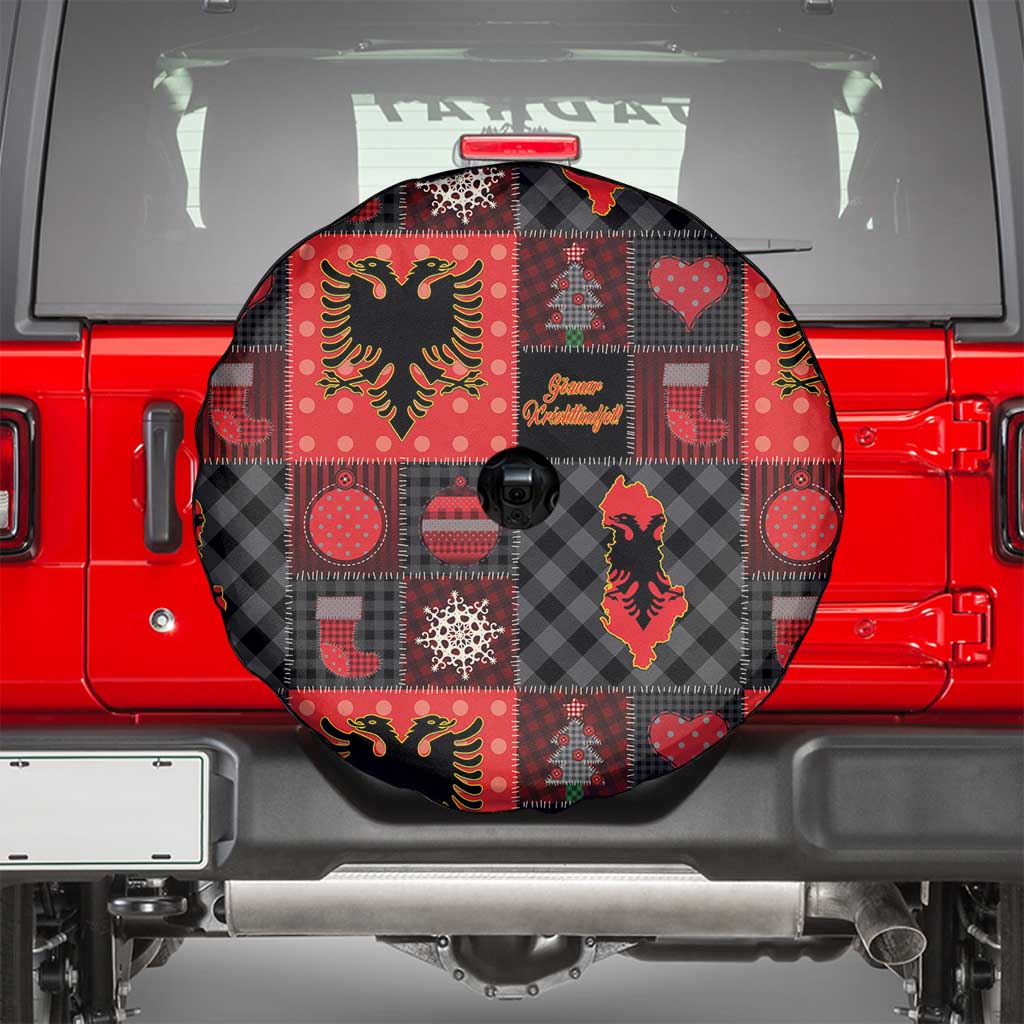 Albania Christmas Patchwork Spare Tire Cover - Wonder Print Shop