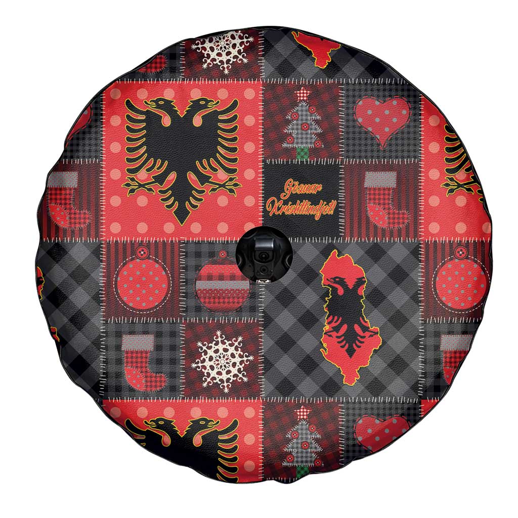 Albania Christmas Patchwork Spare Tire Cover - Wonder Print Shop