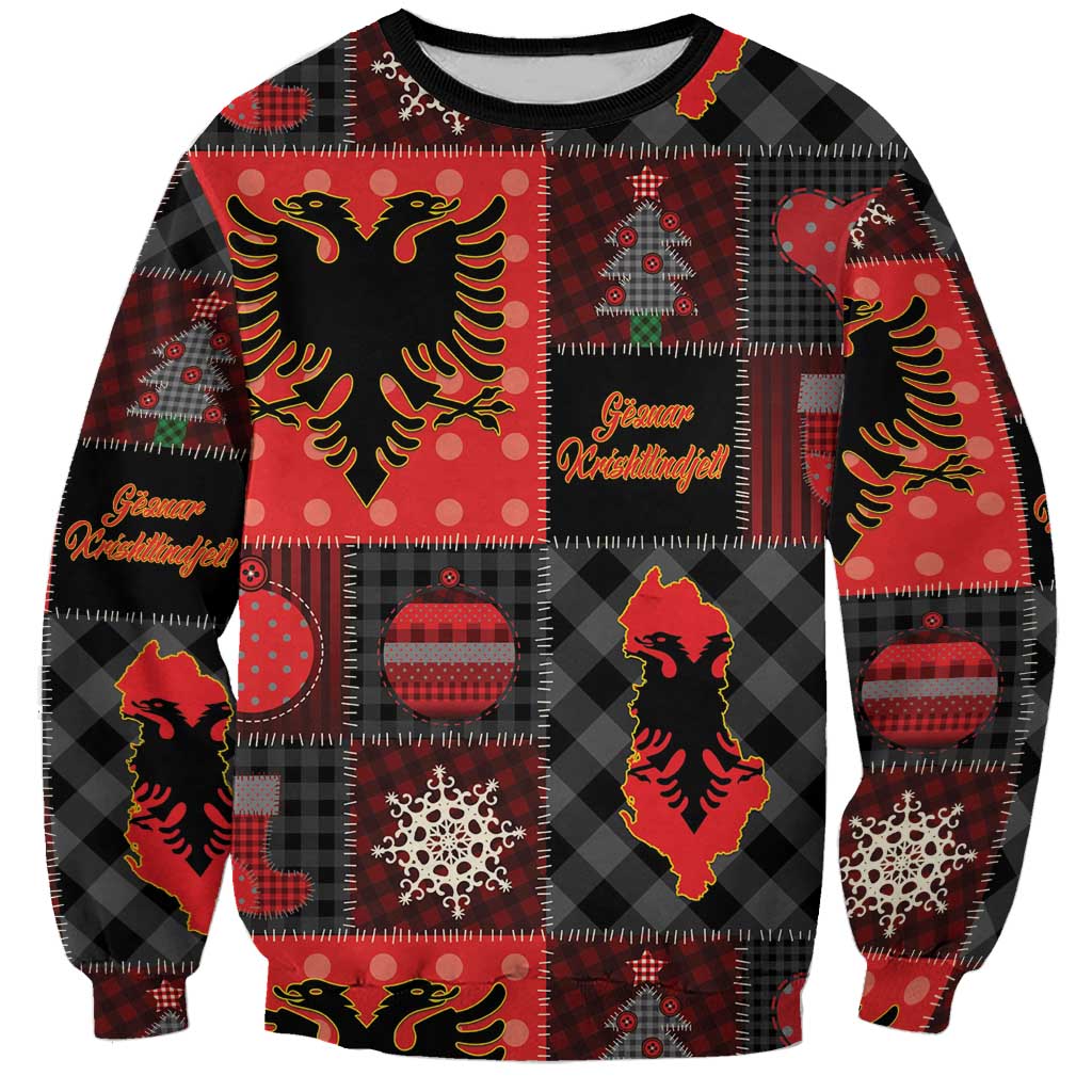 Albania Christmas Patchwork Sweatshirt - Wonder Print Shop