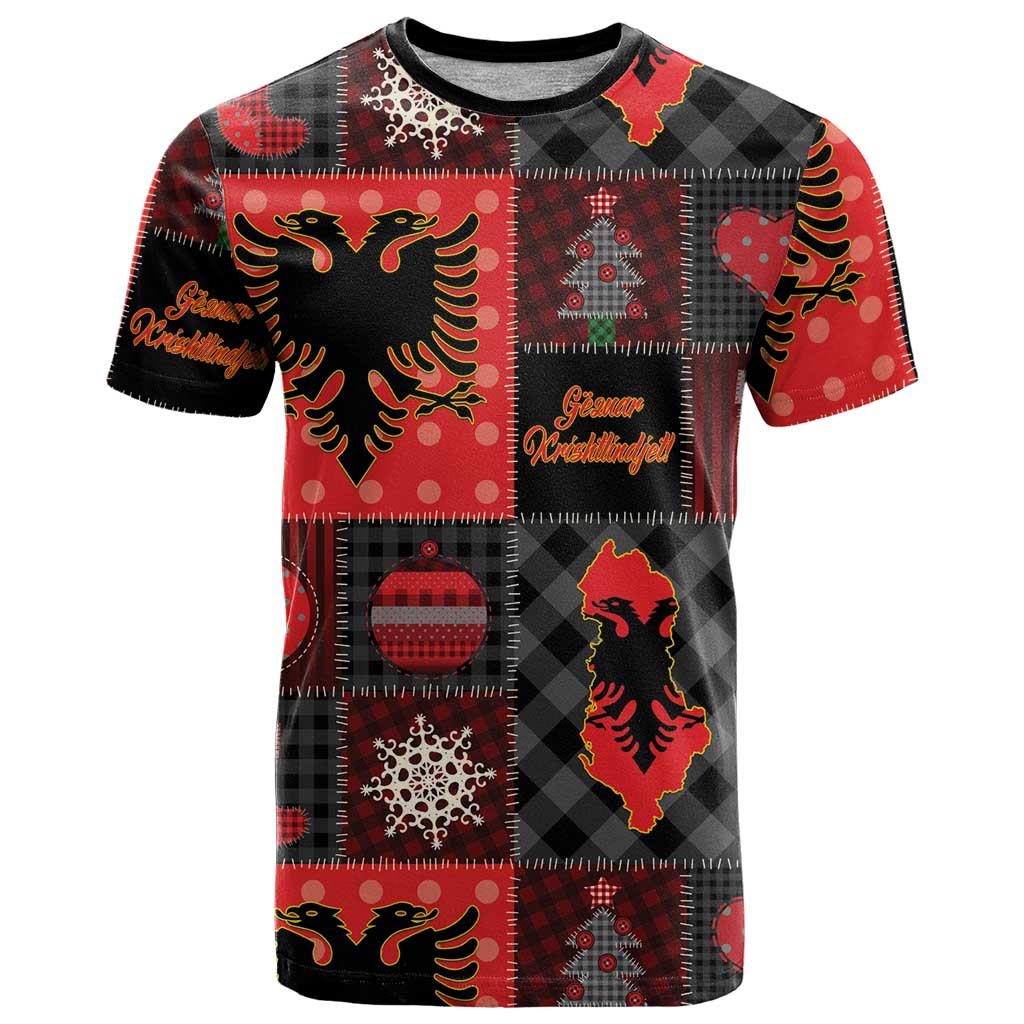 Albania Christmas Patchwork T Shirt - Wonder Print Shop