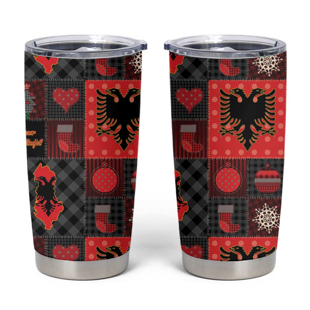 Albania Christmas Patchwork Tumbler Cup - Wonder Print Shop