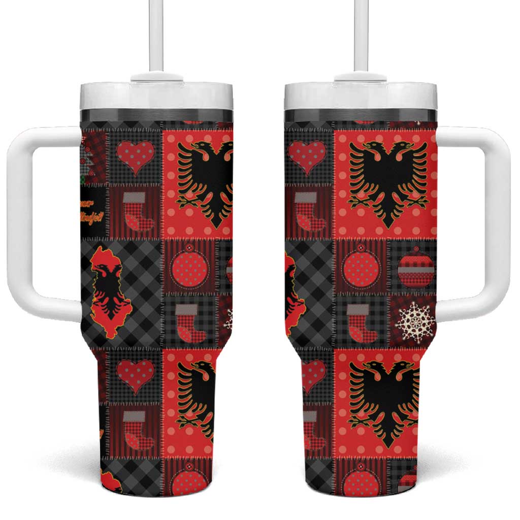 Albania Christmas Patchwork Tumbler With Handle - Wonder Print Shop
