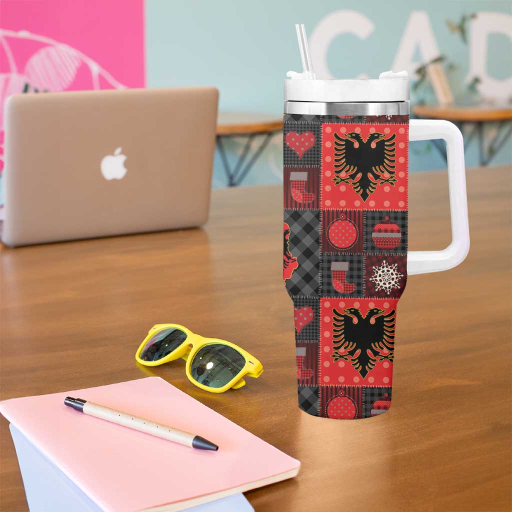Albania Christmas Patchwork Tumbler With Handle - Wonder Print Shop