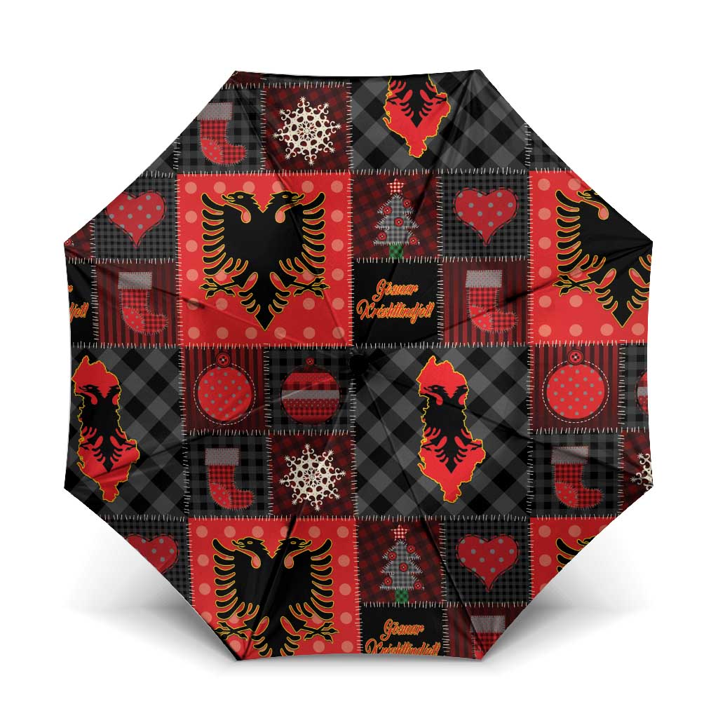Albania Christmas Patchwork Umbrella - Wonder Print Shop