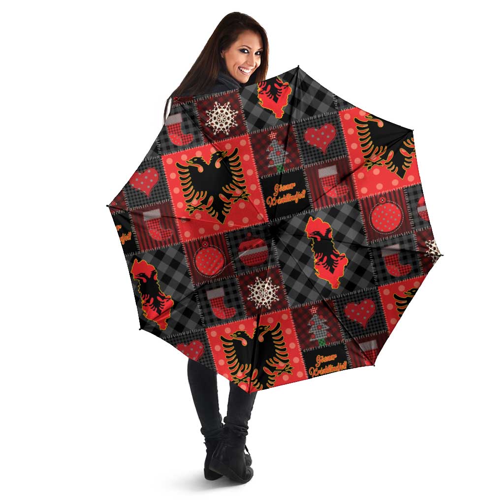 Albania Christmas Patchwork Umbrella - Wonder Print Shop