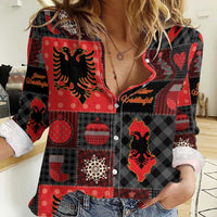 Albania Christmas Patchwork Women Casual Shirt - Wonder Print Shop