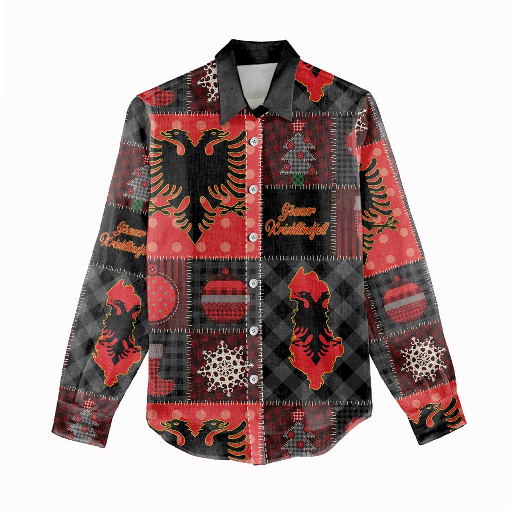 Albania Christmas Patchwork Women Casual Shirt - Wonder Print Shop