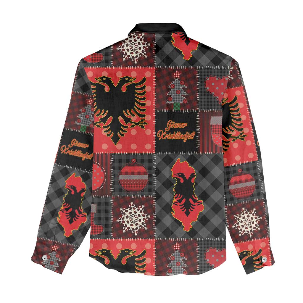 Albania Christmas Patchwork Women Casual Shirt - Wonder Print Shop