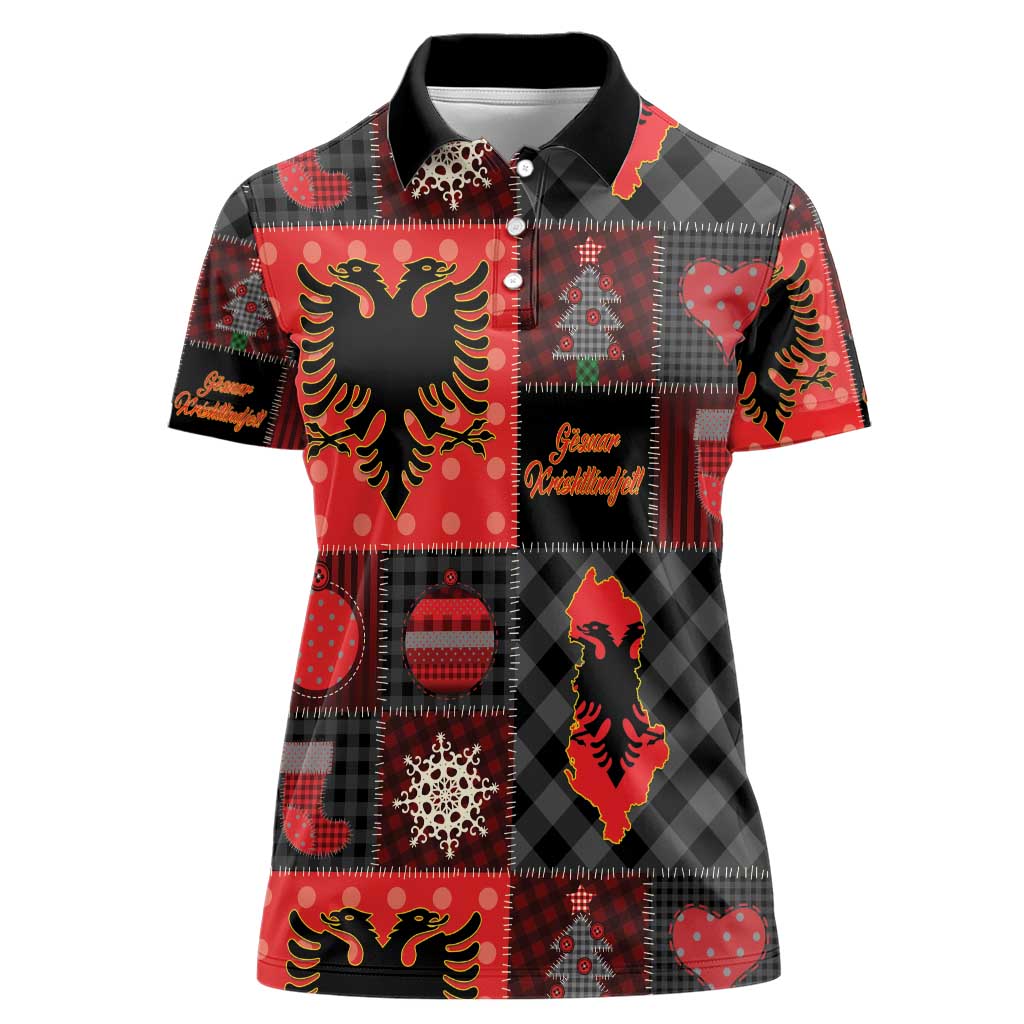 Albania Christmas Patchwork Women Polo Shirt - Wonder Print Shop