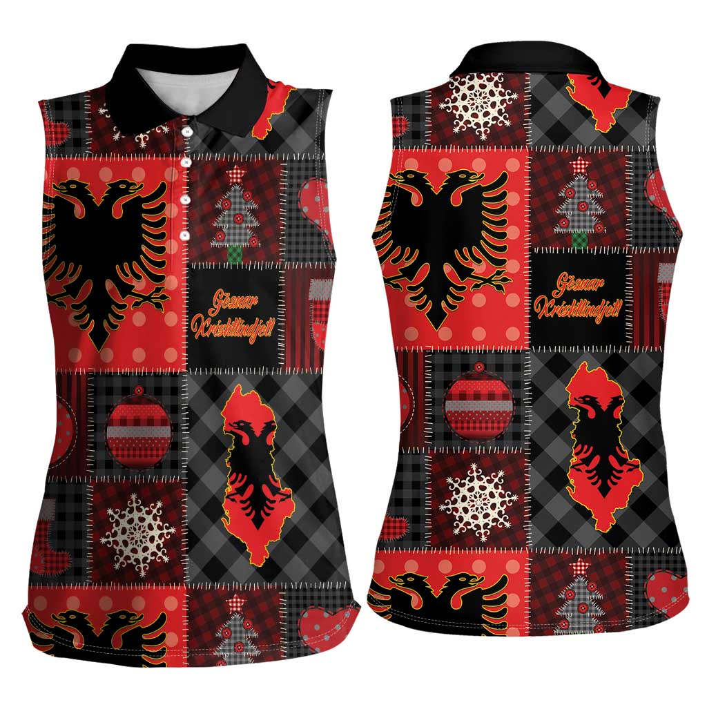 Albania Christmas Patchwork Women Sleeveless Polo Shirt - Wonder Print Shop