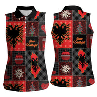 Albania Christmas Patchwork Women Sleeveless Polo Shirt - Wonder Print Shop