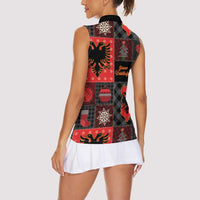Albania Christmas Patchwork Women Sleeveless Polo Shirt - Wonder Print Shop