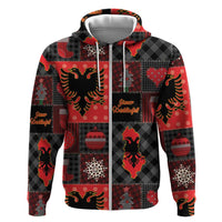 Albania Christmas Patchwork Zip Hoodie - Wonder Print Shop