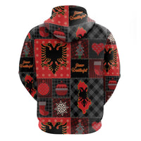 Albania Christmas Patchwork Zip Hoodie - Wonder Print Shop