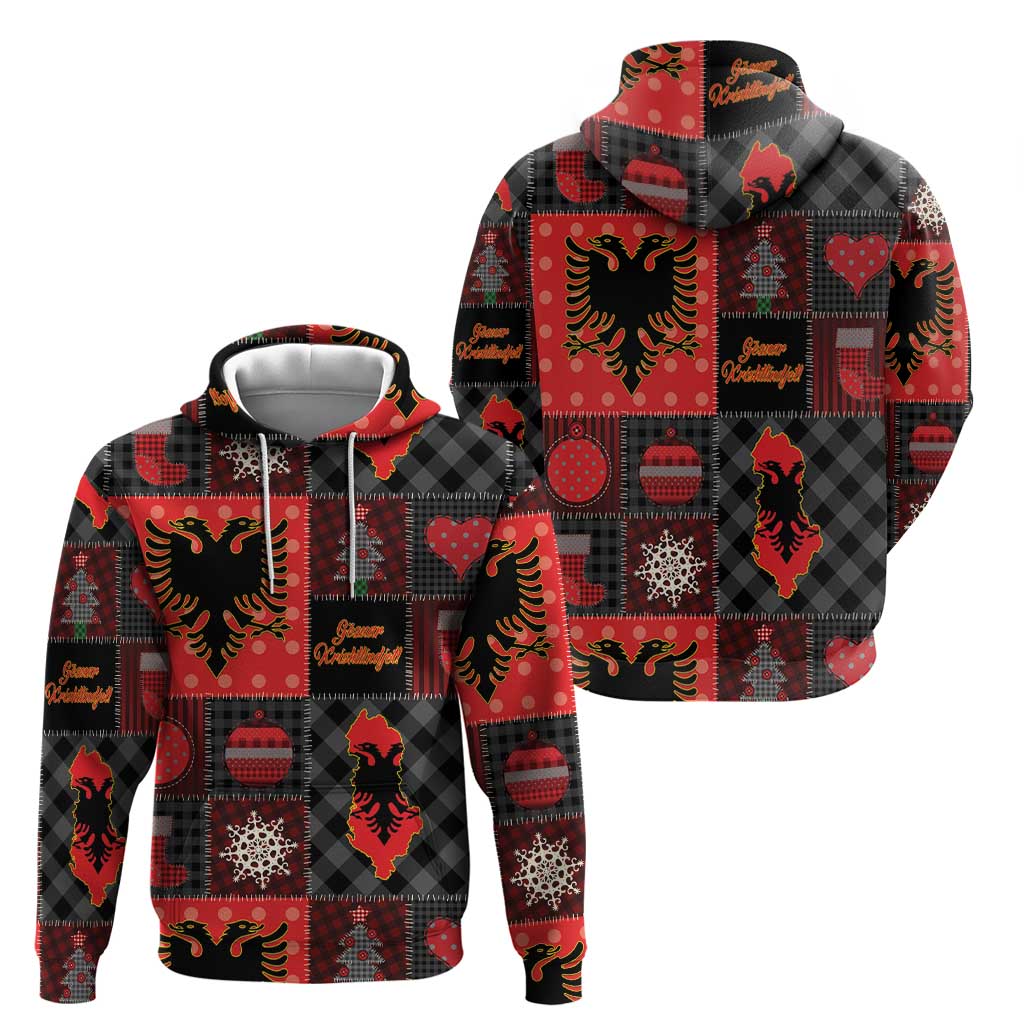 Albania Christmas Patchwork Zip Hoodie - Wonder Print Shop