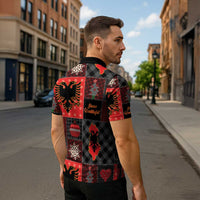 Albania Christmas Patchwork Zipper Polo Shirt - Wonder Print Shop