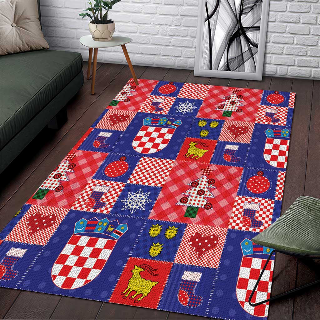 Croatia Christmas Patchwork Area Rug - Wonder Print Shop
