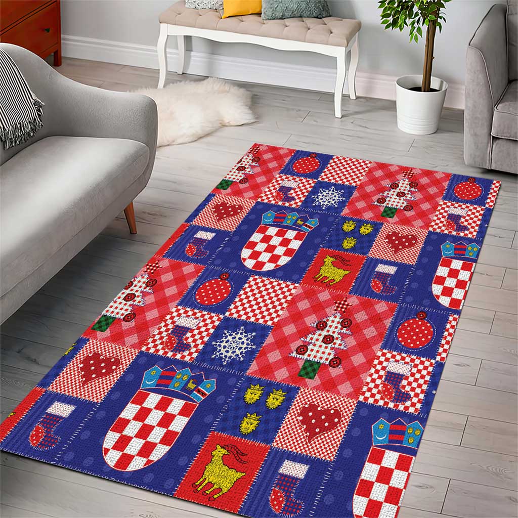 Croatia Christmas Patchwork Area Rug - Wonder Print Shop