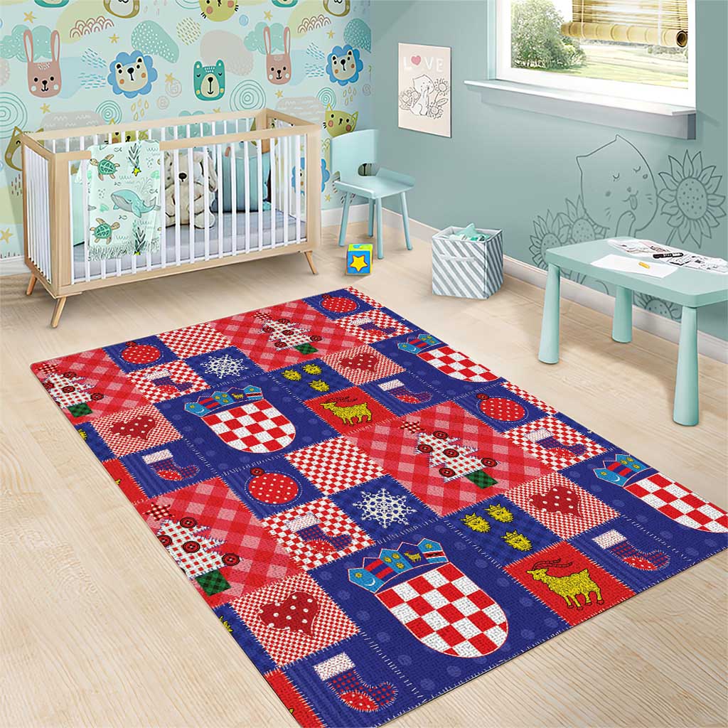 Croatia Christmas Patchwork Area Rug - Wonder Print Shop