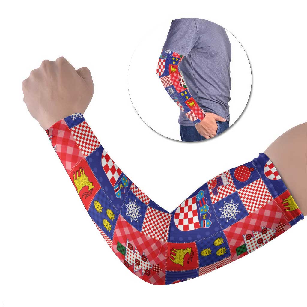 Croatia Christmas Patchwork Arm Sleeves - Wonder Print Shop