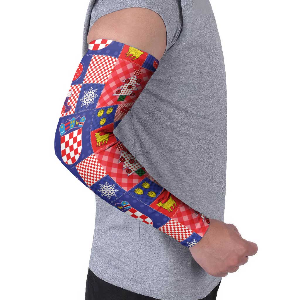 Croatia Christmas Patchwork Arm Sleeves - Wonder Print Shop