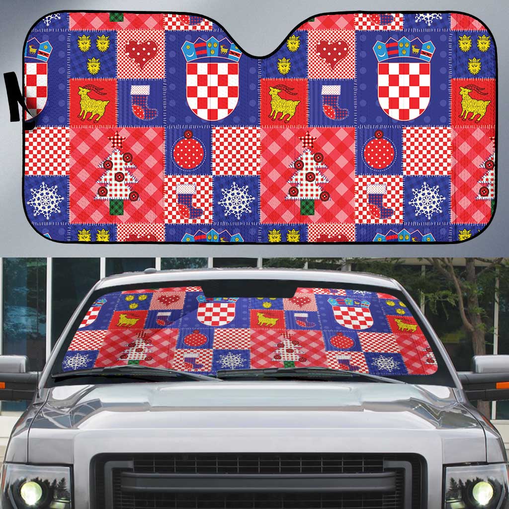Croatia Christmas Patchwork Auto Sun Shade - Wonder Print Shop