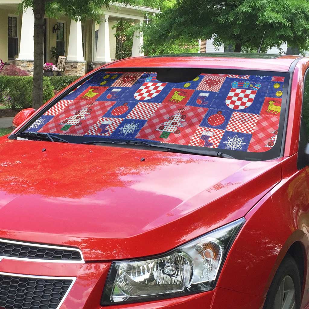 Croatia Christmas Patchwork Auto Sun Shade - Wonder Print Shop