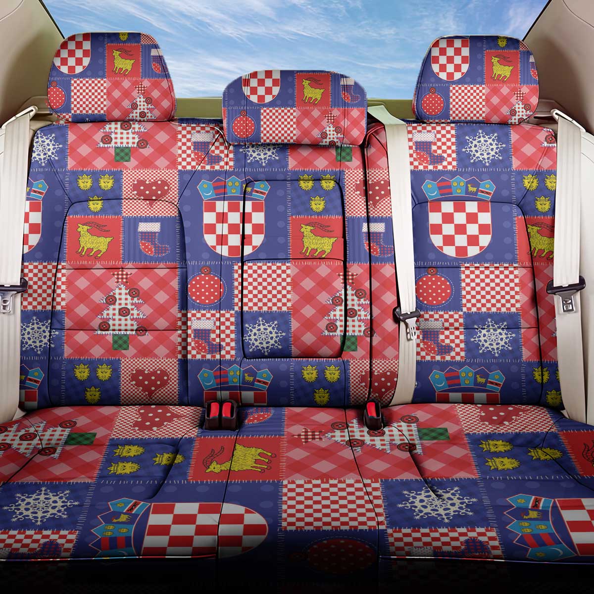 Croatia Christmas Patchwork Back Car Seat Cover - Wonder Print Shop
