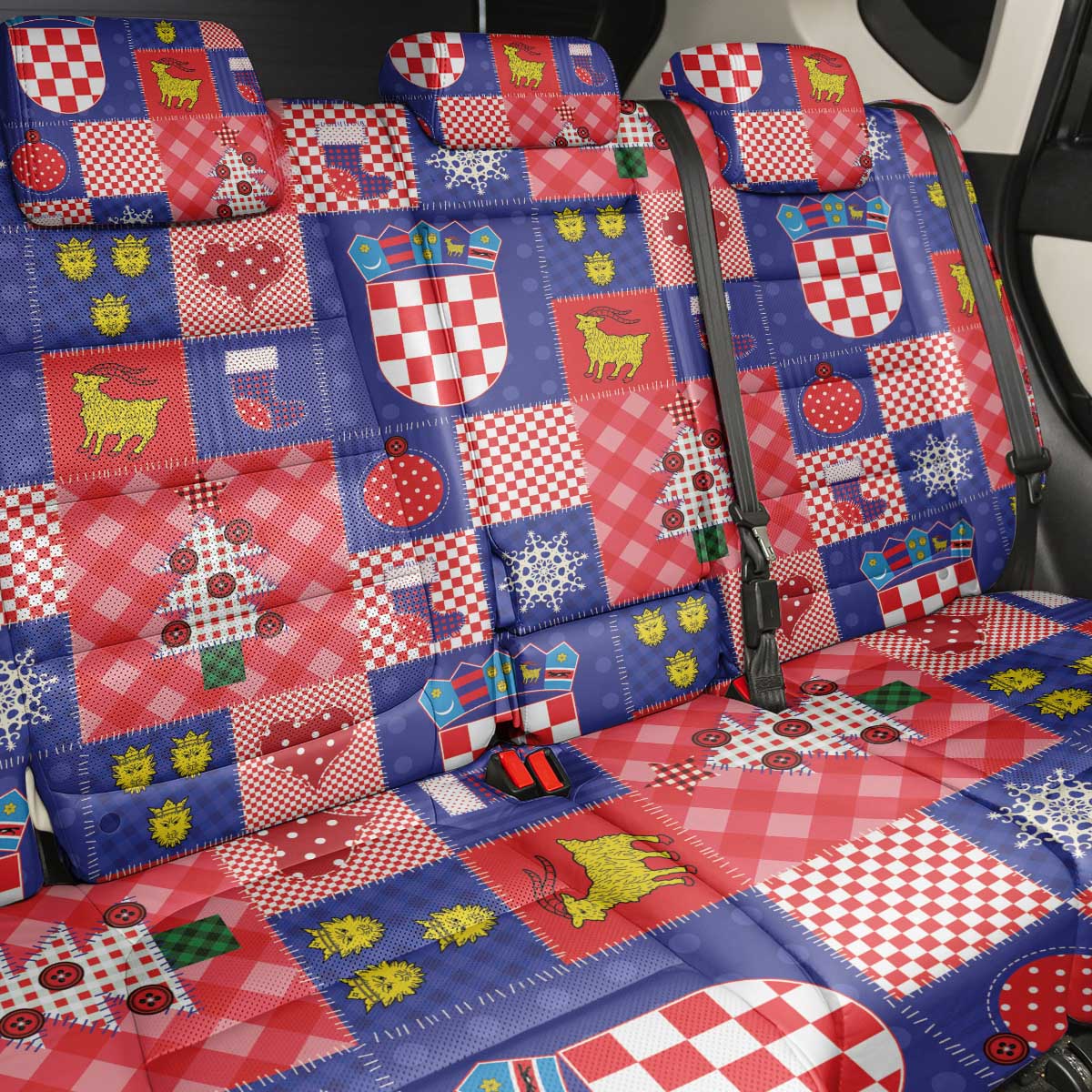 Croatia Christmas Patchwork Back Car Seat Cover - Wonder Print Shop