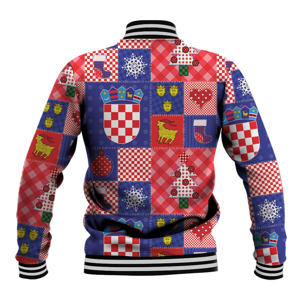 Croatia Christmas Patchwork Baseball Jacket - Wonder Print Shop