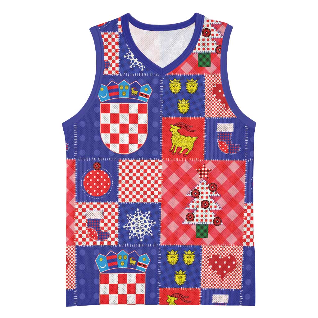 Croatia Christmas Patchwork Basketball Jersey - Wonder Print Shop