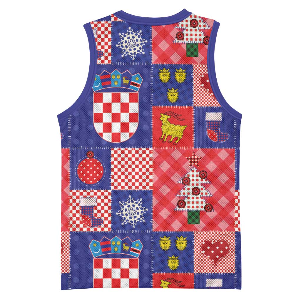 Croatia Christmas Patchwork Basketball Jersey - Wonder Print Shop